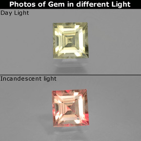 Light Yellow Green Farbwechselnder Diaspor Edelstein - 0.9ct Carréschliff / Quadrat (ID: 396547)