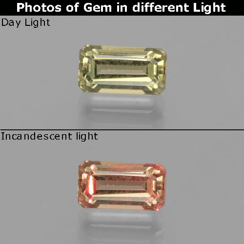 1.60 ct Yellow Color-Change Diaspore Gemstone, Color-Change Diaspore Gem in Octagon Facet Shape for Sale.