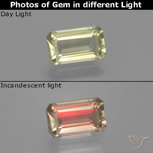 1.17ct Natural Earthy Yellow Color-Change Diaspore, Emerald Cut, VVS-VS