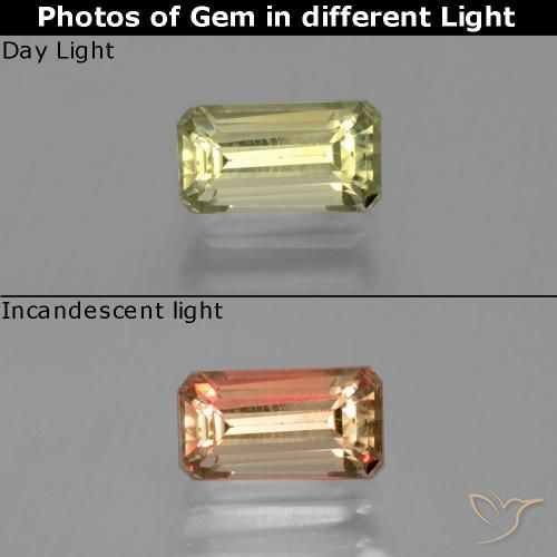 1.40ct Natural Warm Yellow Color-Change Diaspore, Emerald Cut, VS
