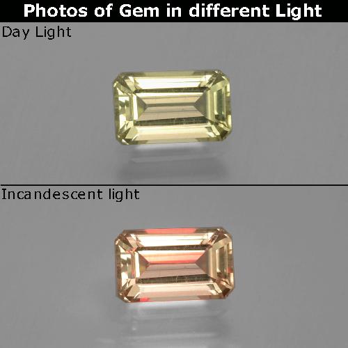 1.10 ct Yellow Color-Change Diaspore Gemstone, Color-Change Diaspore Gem in Octagon Facet Shape for Sale.
