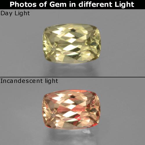 Very Light Yellow Farbwechselnder Diaspor Edelstein - 1.3ct Kissenschliff (ID: 396703)