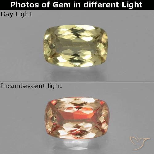 1.25ct Natural Very Light Yellow Color-Change Diaspore, Cushion, VVS-VS