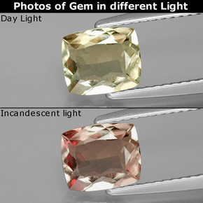 1.45 ct  Color-Change Diaspore Gemstone, Color-Change Diaspore Gem in Cushion-Cut Shape for Sale.