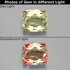1.41 ct Color-Change Color-Change Diaspore Gemstone, Color-Change Diaspore Gem in Cushion-Cut Shape for Sale.