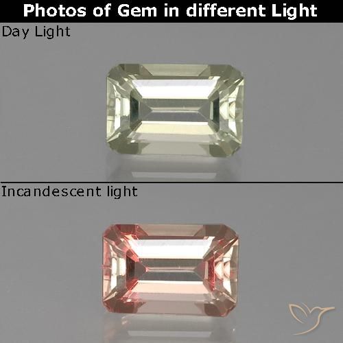 1.31ct Natural Very Light Yellow Color-Change Diaspore, Emerald Cut, VVS-VS