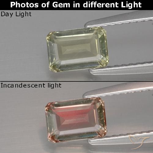 1.04ct Natural Very Light Yellow Color-Change Diaspore, Emerald Cut, VVS-VS