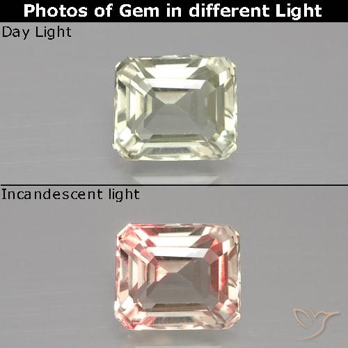 1.19ct Natural Light Yellow Green Color-Change Diaspore, Emerald Cut, VVS-VS