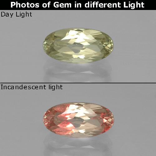 Diaspore Couleur Changeant Jaune oval facet de la Turquie, 9,3 x 4,6mm, poids de 1,36 ct, pierre gemme naturelle Non traité de pureté vvs-vs, 1 pièce Diaspore Couleur Changeant, couleur Jaune très clair, dureté Mohs de 6.5 à 7 convient aux bijoux de tous les jours, pierre de sagesse, Photo A
