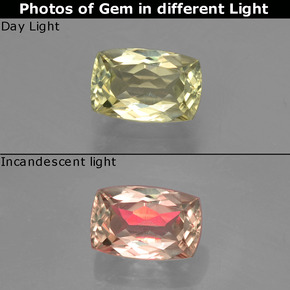 1.20 ct Color-Change Color-Change Diaspore Gemstone, Color-Change Diaspore Gem in Cushion-Cut Shape for Sale.