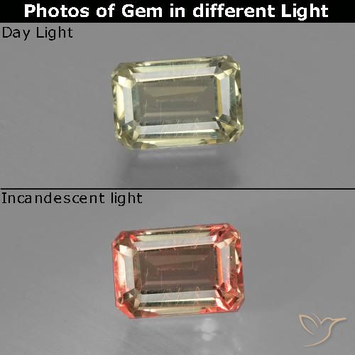 1.05ct Natural Brownish Yellow Color-Change Diaspore, Emerald Cut, VS