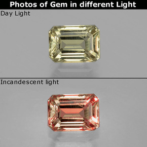 1.03 ct Multicolor Color-Change Diaspore Gemstone, Color-Change Diaspore Gem in Octagon Facet Shape for Sale.