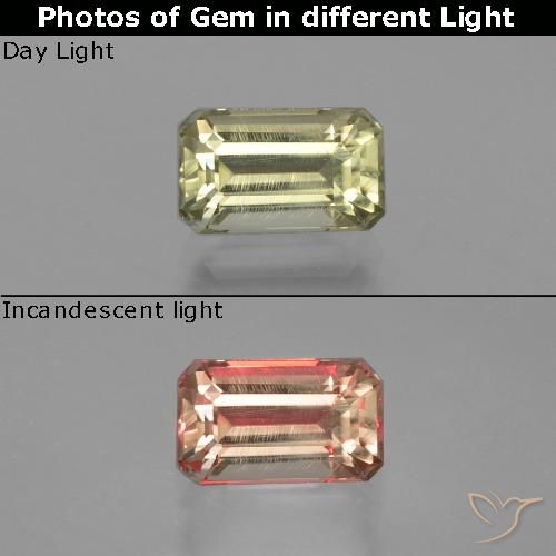 1.25ct Natural Light Yellow Color-Change Diaspore, Emerald Cut, VS