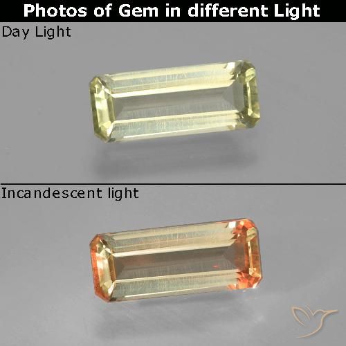 1.17ct Natural Yellow Green Color-Change Diaspore, Emerald Cut, VS
