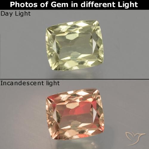 1.08ct Natural Pale Yellow Color-Change Diaspore, Cushion, VS