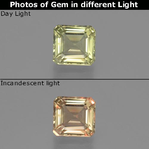 Светло-желтый Диаспор, Меняющий Цвет Камень - 1.1ct Фасетный Октагон (ID: 397190)
