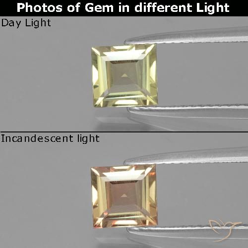 1.09 ct Square Cut Color-Change Diaspore, 6.3 x 6 mm From Turkey, Photo A