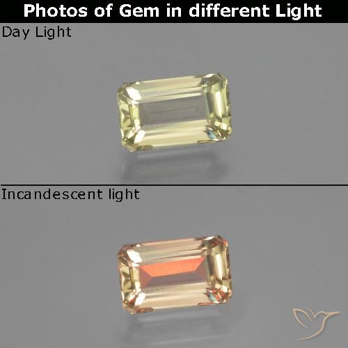 Diaspore Couleur Changeant Octogone / coupe Émeraude en damier des États-Unis 1,37 ct, dimension 7,9 x 4,9mm, pureté vvs-vs, pierre gemme naturelle Non traité, 1 pièce Diaspore Couleur Changeant de couleur Jaune clair, dureté Mohs de 6.5 à 7 convient aux bijoux de tous les jours, pierre de sagesse, Photo A