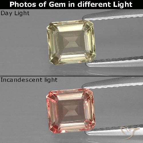 1.15ct Natural Very Light Yellow Color-Change Diaspore, Emerald Cut, VVS-VS