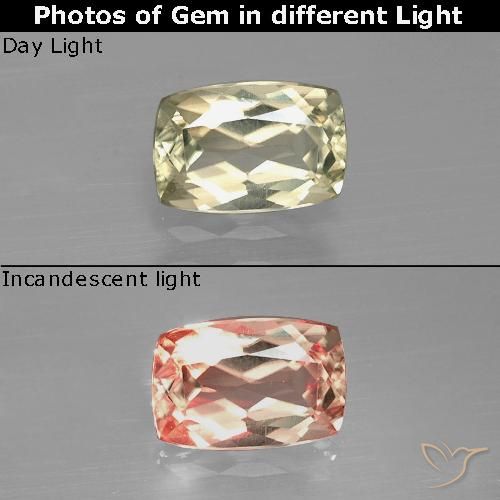 1.04ct Natural Light Yellow Color-Change Diaspore, Cushion, VVS