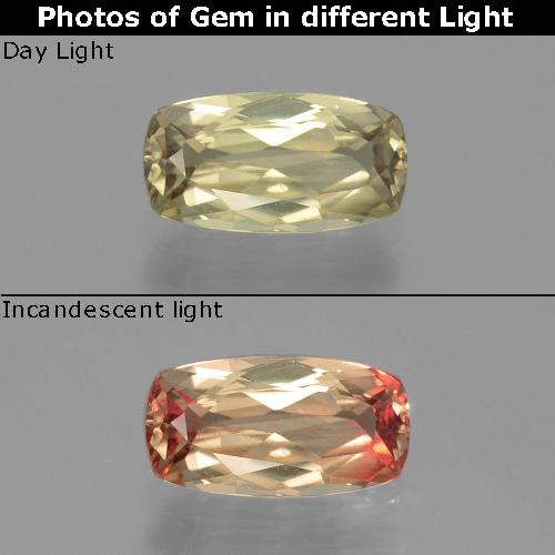 1,3 ct kissenschliff Farbwechselnder Diaspor aus der Türkei, Größe: 9,1 x 4,9mm, Reinheit: VVS-VS, Garantiert echter Edelstein, 1 Stück Farbwechselnder Diaspor in Helles Goldgelb Farbe, Mohs-Härte von 6,5 - 7 Geeignet für den täglichen Gebrauch im Schmuck, Photo A