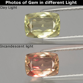 Medium Yellow Farbwechselnder Diaspor Edelstein - 1.1ct Kissenschliff (ID: 397550)