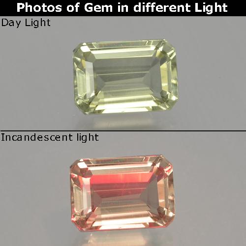 1.24 ct Yellow Color-Change Diaspore Gemstone, Color-Change Diaspore Gem in Octagon Facet Shape for Sale.