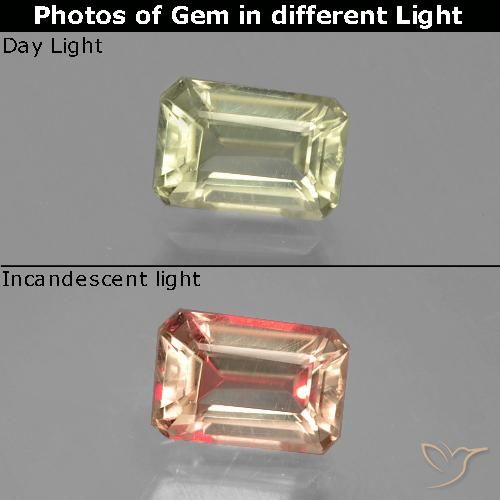 1.01ct Natural Light Golden Yellow Color-Change Diaspore, Emerald Cut, VVS-VS