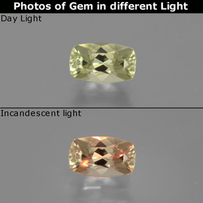 hellgelb Farbwechselnder Diaspor Edelstein - 1.1ct Kissenschliff (ID: 398423)