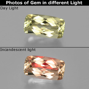 1.68 ct  Color-Change Diaspore Gemstone, Color-Change Diaspore Gem in Cushion-Cut Shape for Sale.