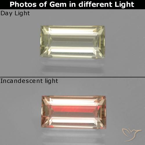 Brownish Yellow Диаспор, Меняющий Цвет Камень - 1.6ct Фасетная Огранка Багет (ID: 398466)