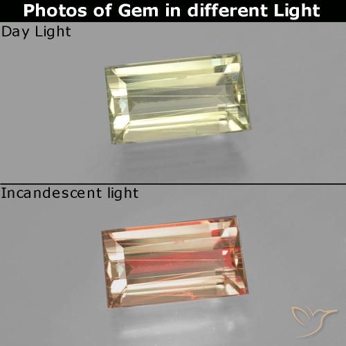 1.58ct Natural Very Light Yellow Color-Change Diaspore, Baguette, VS