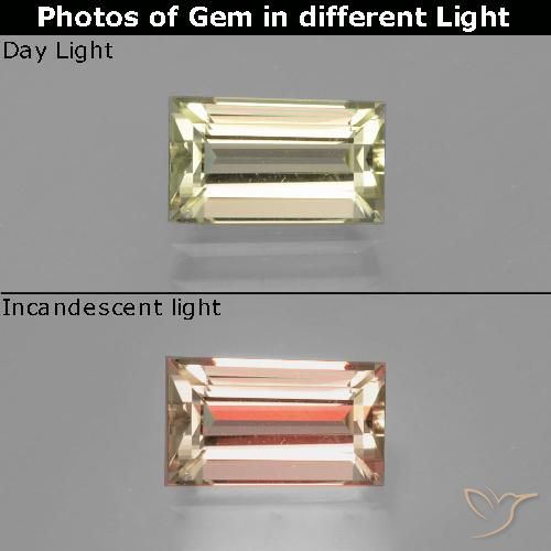 1.38ct Natural Brownish Yellow Color-Change Diaspore, Baguette, VVS