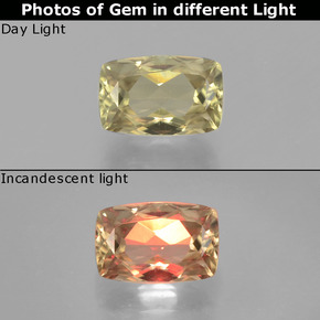 1.53 ct  Color-Change Diaspore Gemstone, Color-Change Diaspore Gem in Cushion-Cut Shape for Sale.