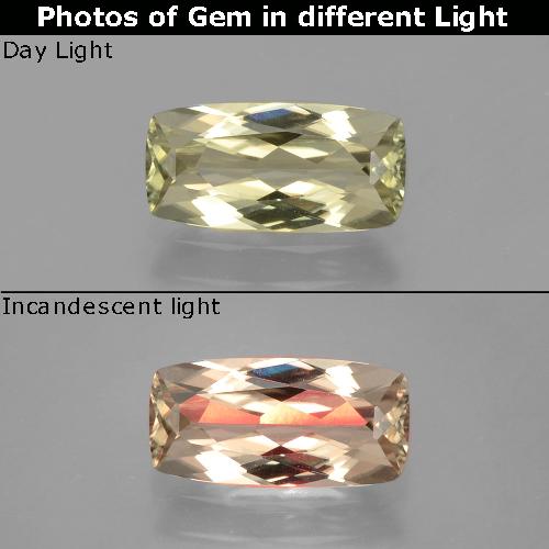 Diaspore Couleur Changeant Jaune cushion-cut 9,8 x 4,9mm de la Turquie, poids de 1,23 ct, pierre gemme naturelle Non traité de pureté vvs, 1 pièce Diaspore Couleur Changeant, couleur : Jaune très clair, dureté de Mohs de 6.5 à 7 convient aux bijoux de tous les jours, pierre de sagesse, Photo A