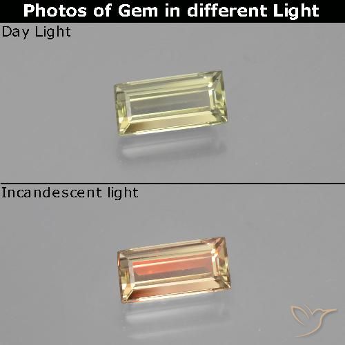 1,42ct Baguette sfaccettata giallo Diaspro cangiante dalla Turchia, Dimension 9,4 x 4,6mm, Natural non trattati Gemstone, VS Clarity, 1 piece Diaspro cangiante in Giallo chiaro Color, Mohs Hardness of 6,5 - 7 adatto per gioielli da indossare ogni giorno, Photo A