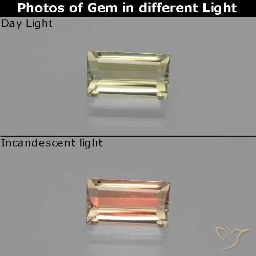 1.39ct Natural Light Yellow Color-Change Diaspore, Baguette, VVS