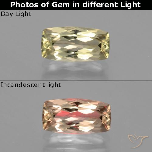 1.45ct Natural Light Yellow Color-Change Diaspore, Cushion, VS-SI