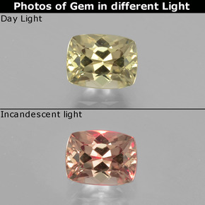 1.43 ct Color-Change Color-Change Diaspore Gemstone, Color-Change Diaspore Gem in Cushion-Cut Shape for Sale.