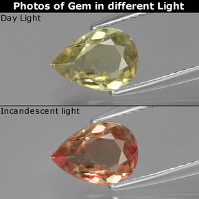 1.02 ct  Color-Change Diaspore Gemstone, Color-Change Diaspore Gem in Pear Facet Shape for Sale.
