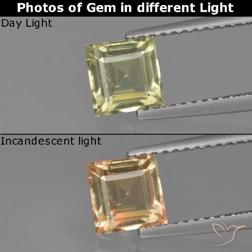 1.01ct Natural Pale Yellow Color-Change Diaspore, Square, VVS-VS