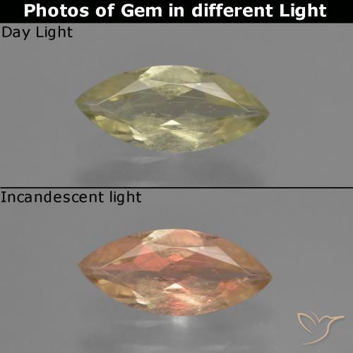1.02ct Natural Light Yellow Color-Change Diaspore, Marquise, VS