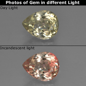 Medium Yellow Color-Change Diaspore Gem - 1.2ct Pear Facet (ID: 422145)