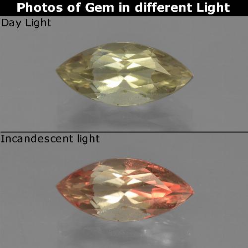 Brownish Yellow Color-Change Diaspore Gem - 1.1ct Marquise Facet (ID: 422148)