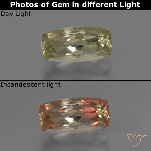 1.25ct Natural Brownish Yellow Color-Change Diaspore, Cushion, VS