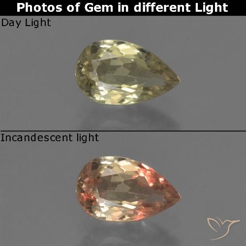 0.92ct Natural Brownish Yellow Color-Change Diaspore, Pear Shape, VS