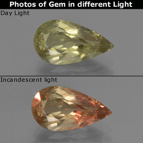 2.40 ct Color-Change Color-Change Diaspore Gemstone, Color-Change Diaspore Gem in Pear Facet Shape for Sale.