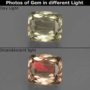 1.41 ct Color-Change Color-Change Diaspore Gemstone, Color-Change Diaspore Gem in Cushion-Cut Shape for Sale.
