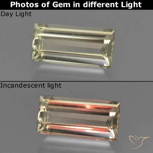 1.37ct Natural Brownish Yellow Color-Change Diaspore, Baguette, VVS-VS