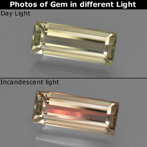 Medium Yellow Color-Change Diaspore Gem - 1.5ct Baguette Facet (ID: 422379)